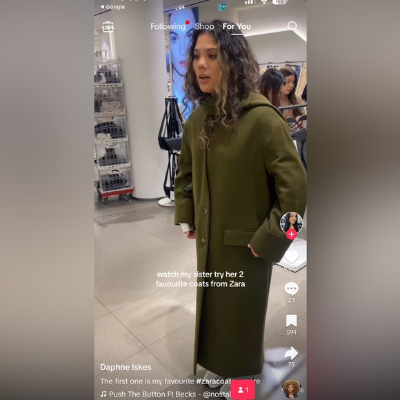 ZARA KHAKI MANTECO WOOL SCARF COAT ZW COLLECTION - Picture 3 of 6